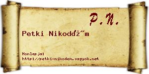 Petki Nikodém névjegykártya